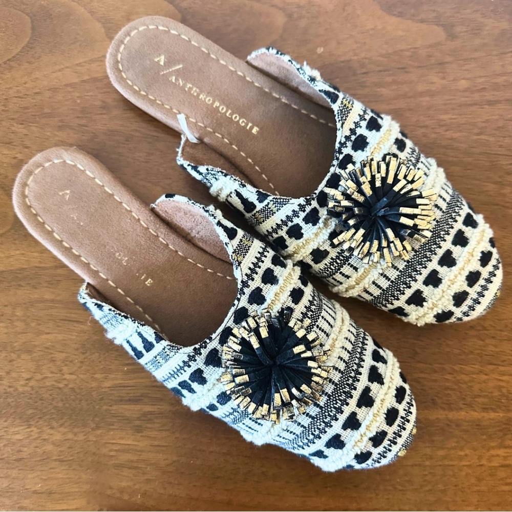 Anthropologie |  Black and Gold Women's Shoes